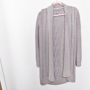 Aerie Light Brown Neutral Longline Open Front Cable Knit Sweater Size xs